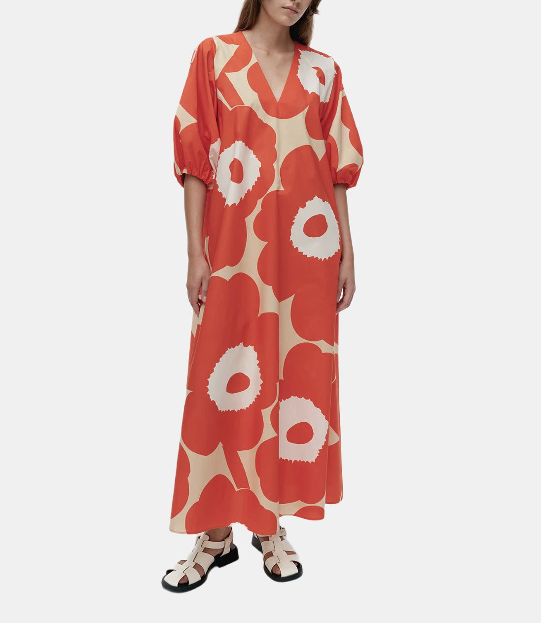 Exquisite Flower Print A-line Maxi Dress
