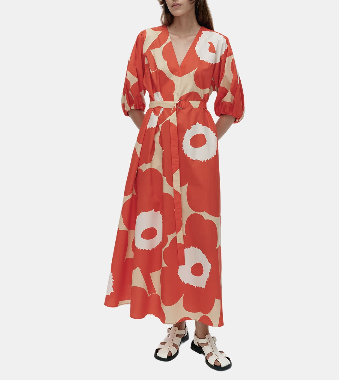 Exquisite Flower Print A-line Maxi Dress
