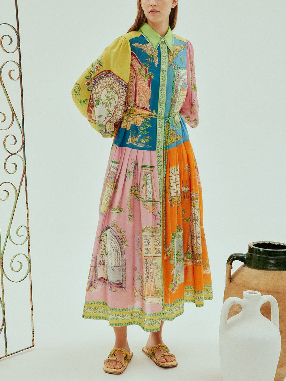 Monte Garden Print Button-Down Shirtdress
