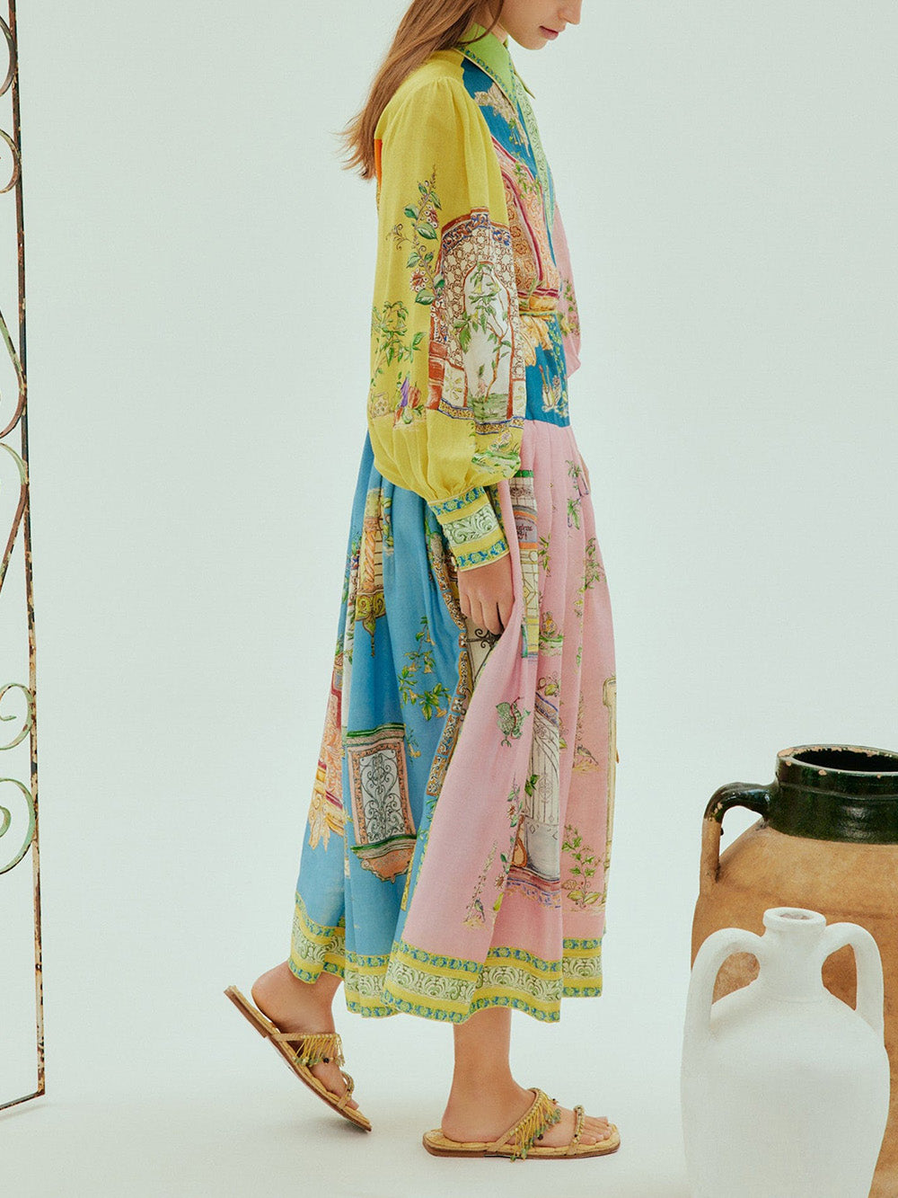 Monte Garden Print Button-Down Shirtdress