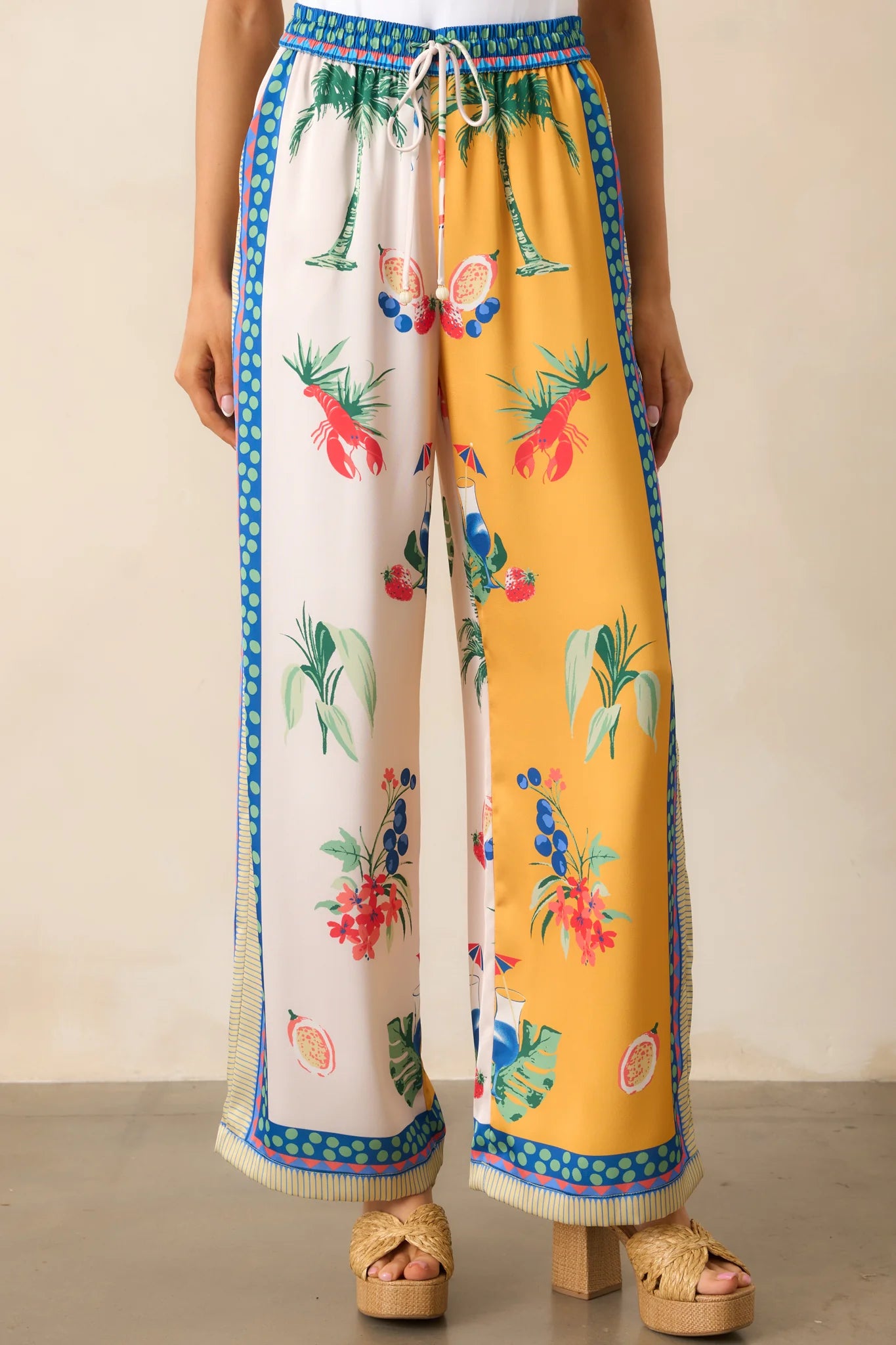 Deep Yellow Colorblock Coastal Print Set