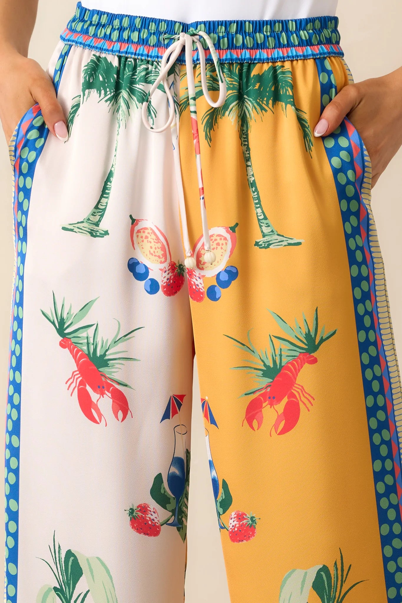 Deep Yellow Colorblock Coastal Print Set