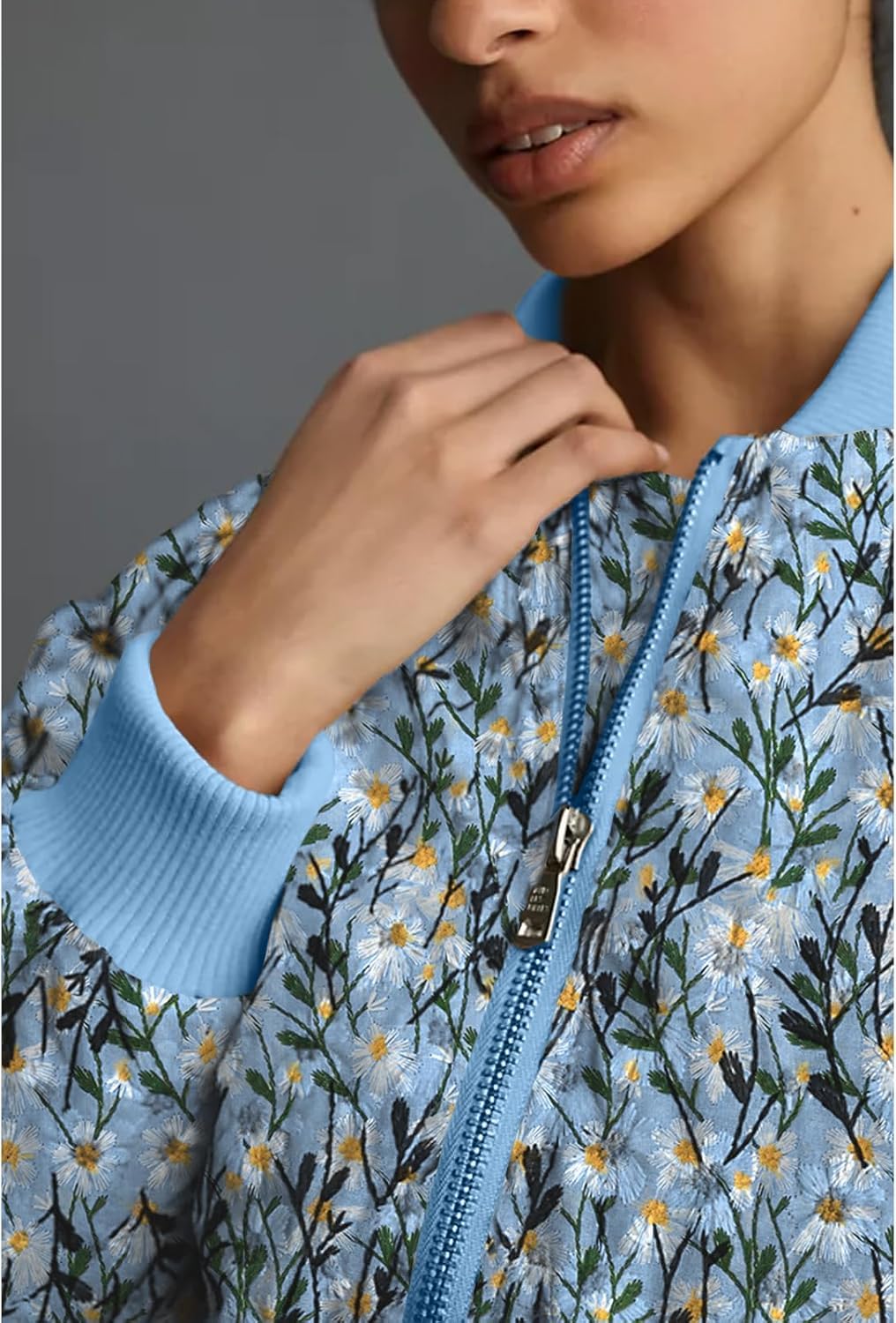 Blouson aviateur brodé à marguerites Simon