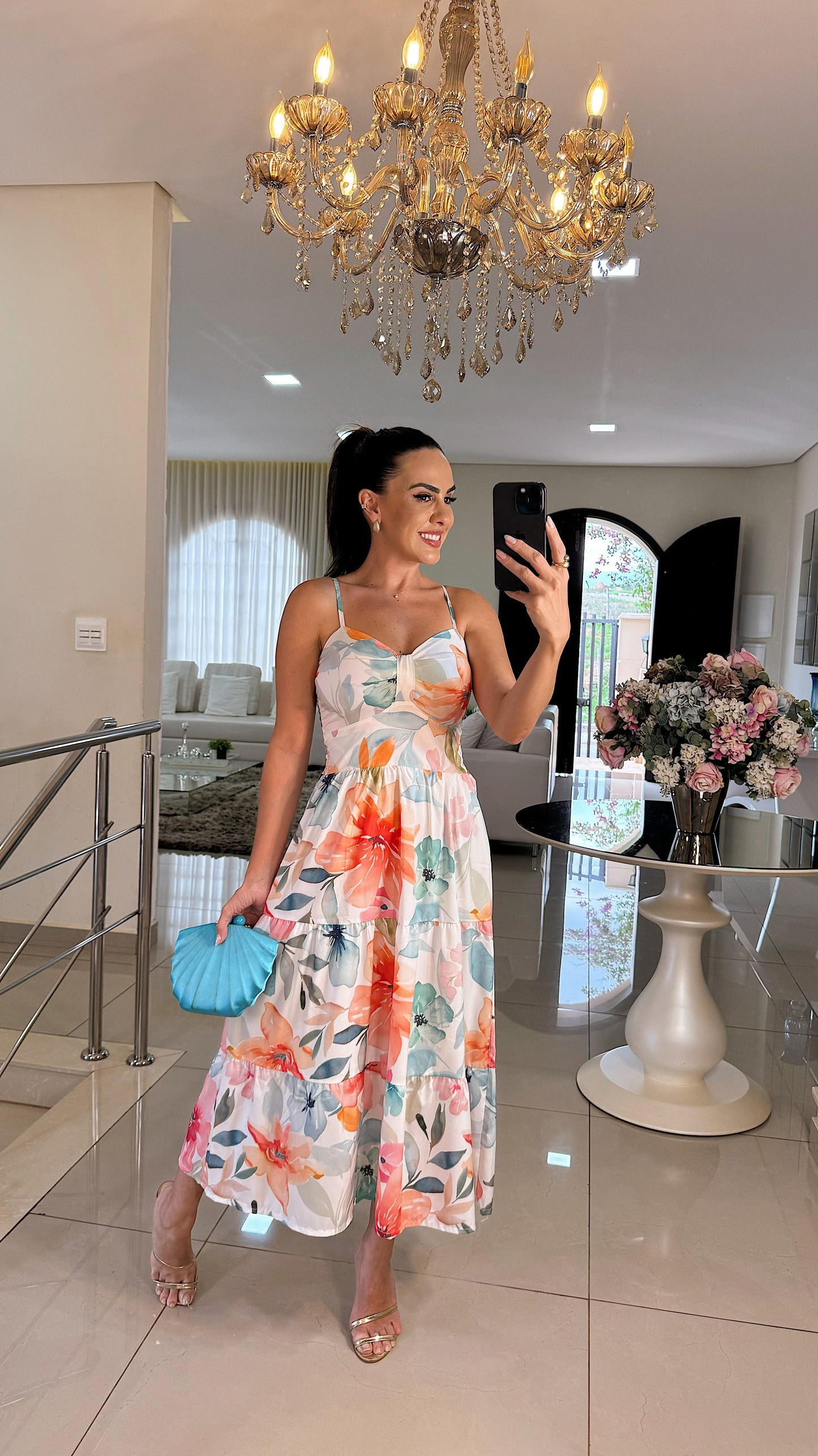 Robe Gabriela à imprimé vert d'eau