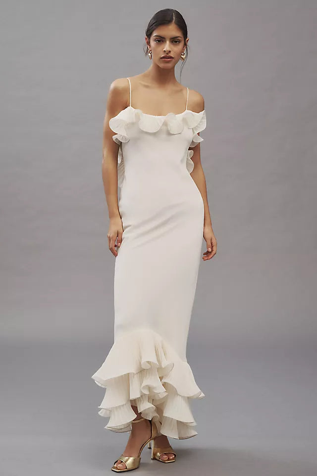 Ruffled Open-Back Maxi Dress