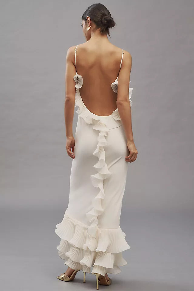 Ruffled Open-Back Maxi Dress