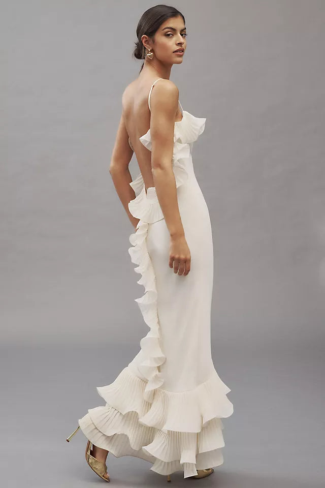 Ruffled Open-Back Maxi Dress
