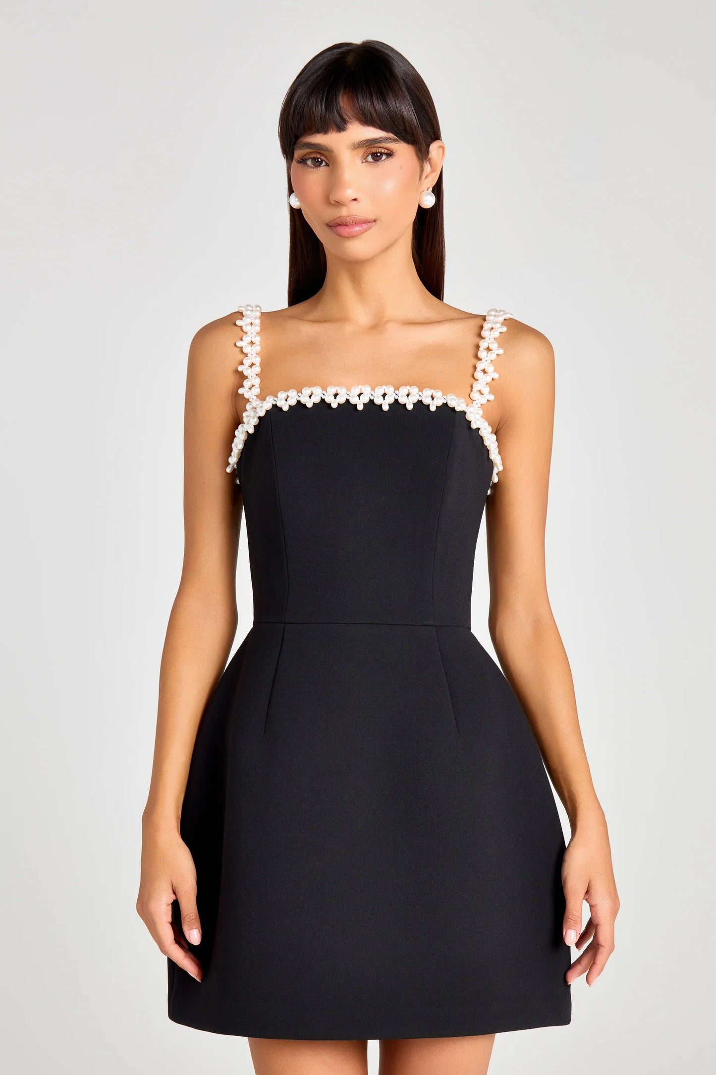 Elegant Beaded Floral Pocket Mini Dress