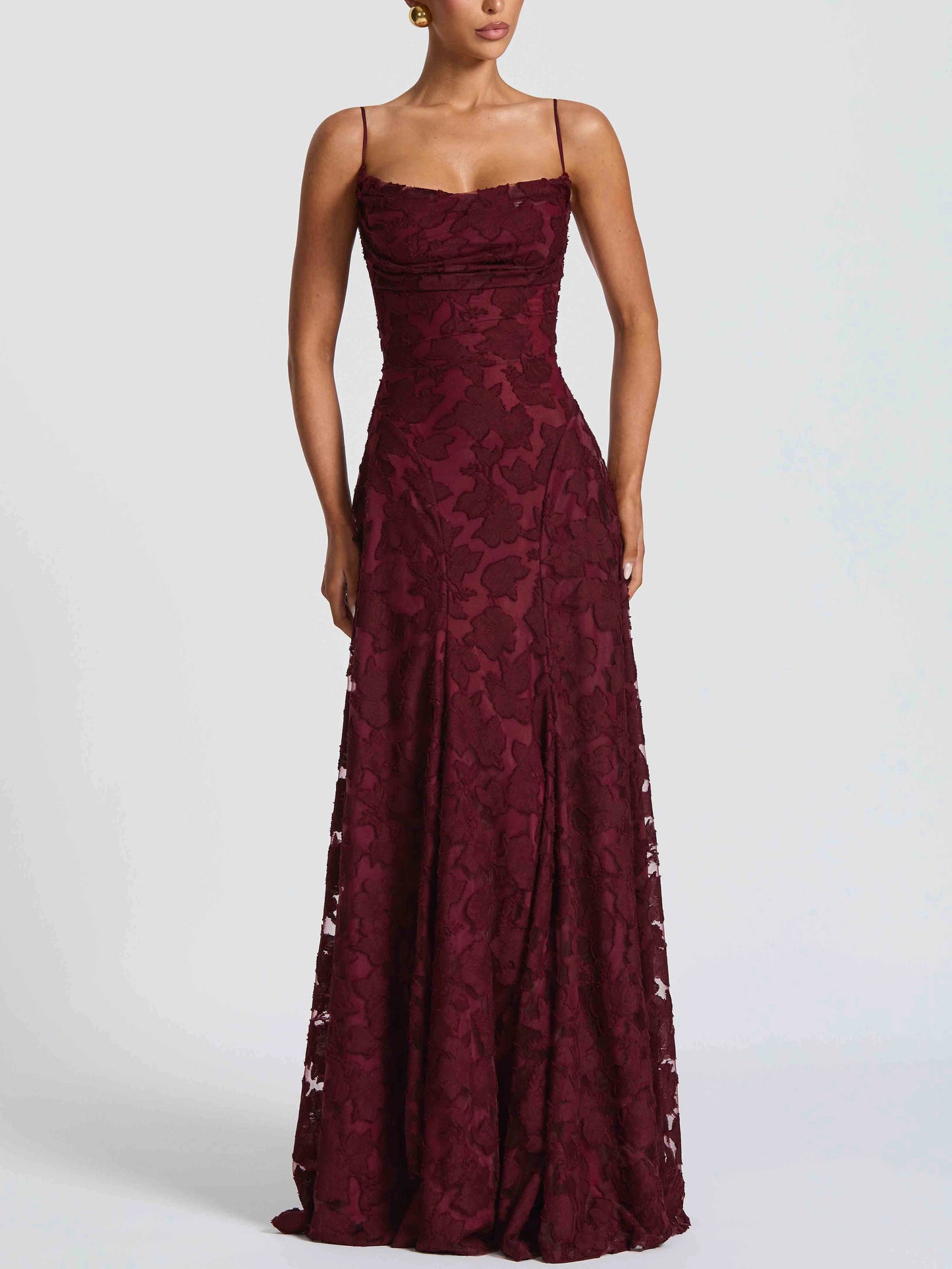 Floral Lace Spaghetti Strap Maxi Dress