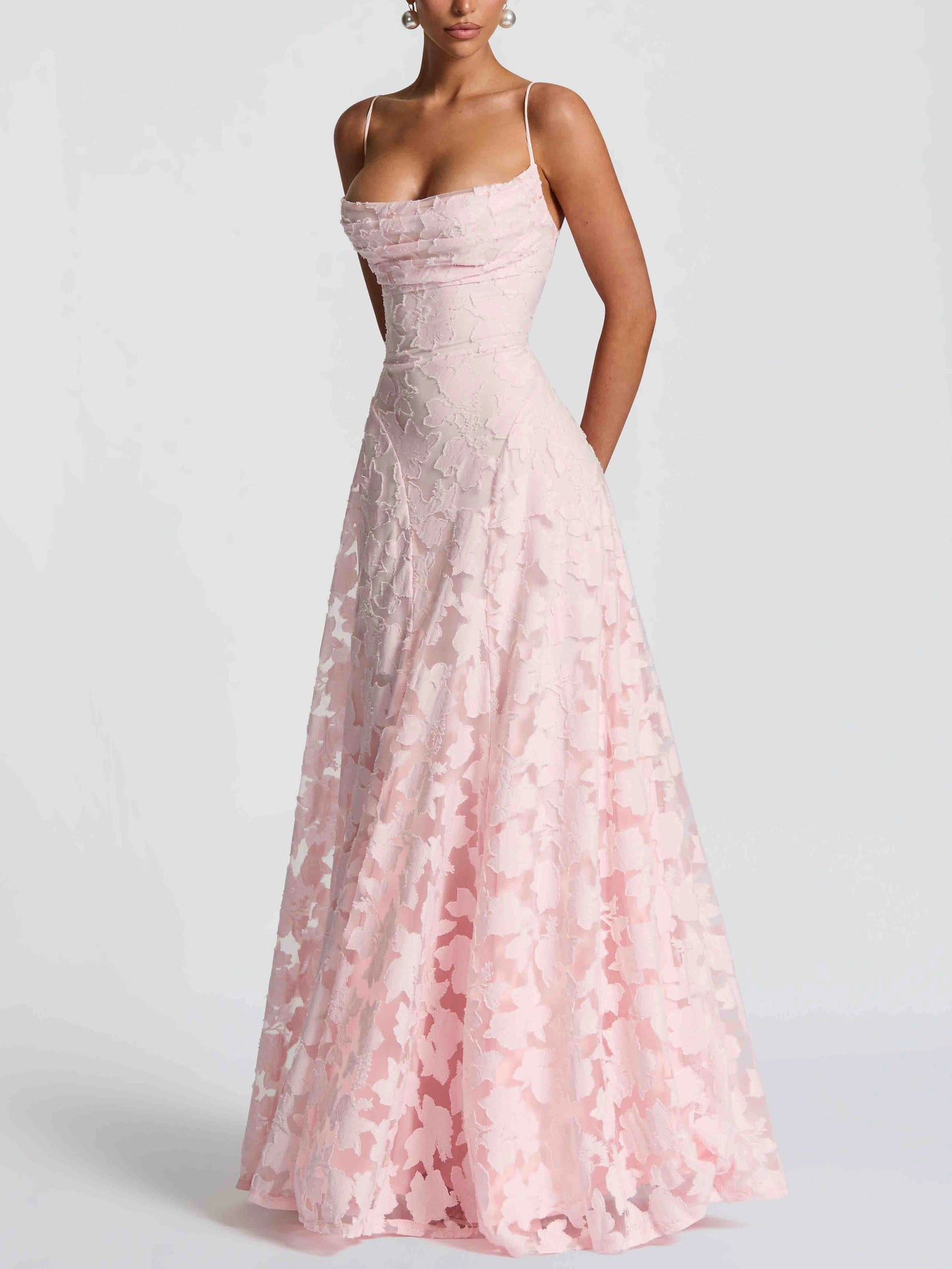 Floral Lace Spaghetti Strap Maxi Dress