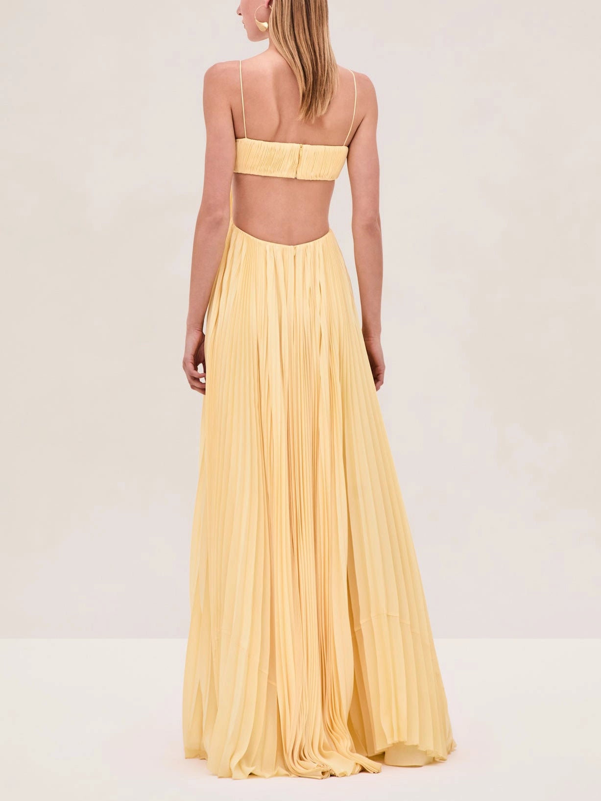Elegant Pleated Cutout Flowy Party Maxi Dress