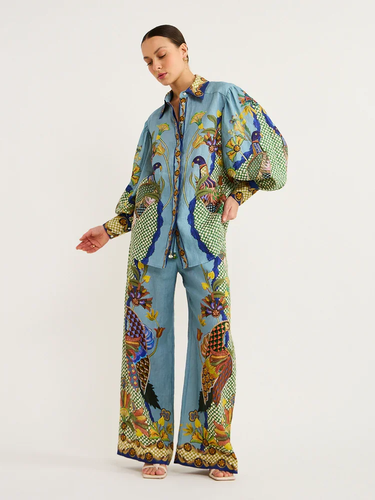 Gilly Shirt and Pant In Misty Blue