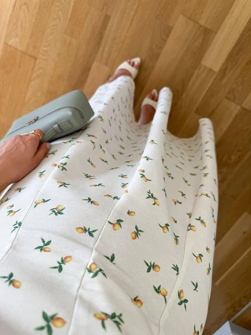 Lemon Pattern Square Neck Dress