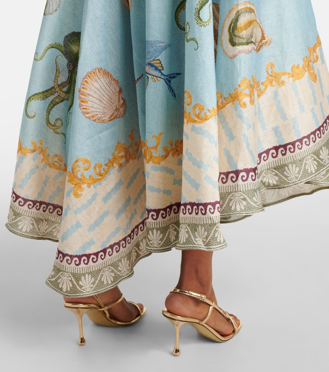 Beach printed linen-blend shirt dress