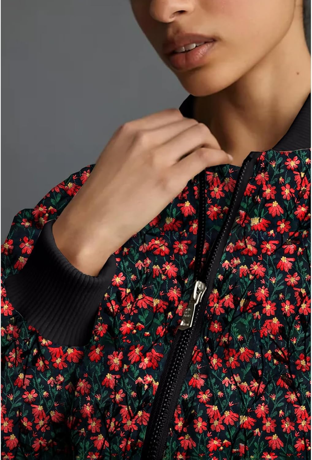 Blouson aviateur brodé à marguerites Simon