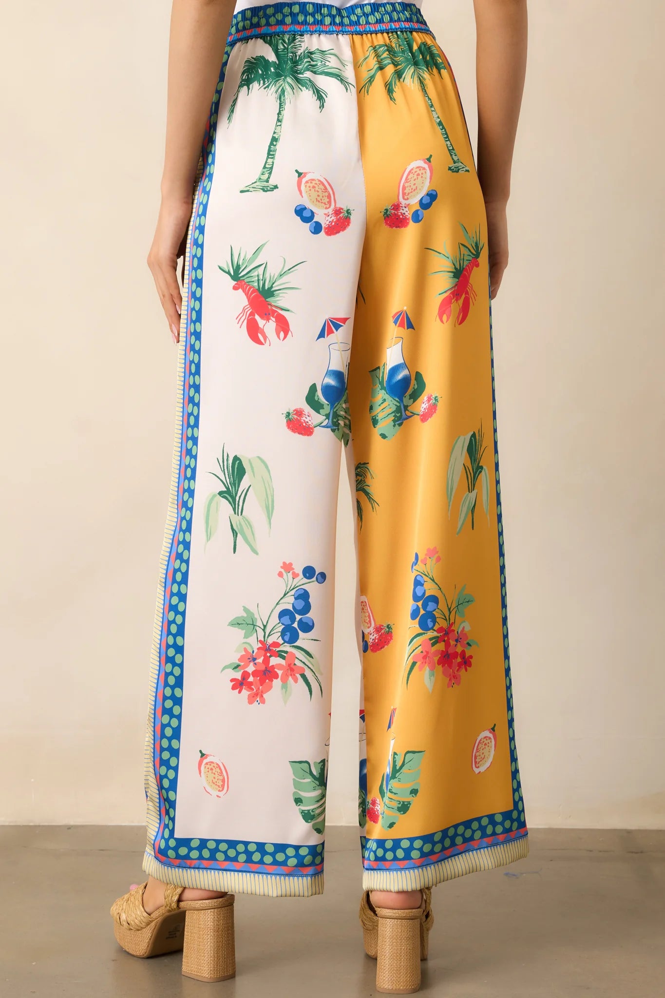 Deep Yellow Colorblock Coastal Print Set