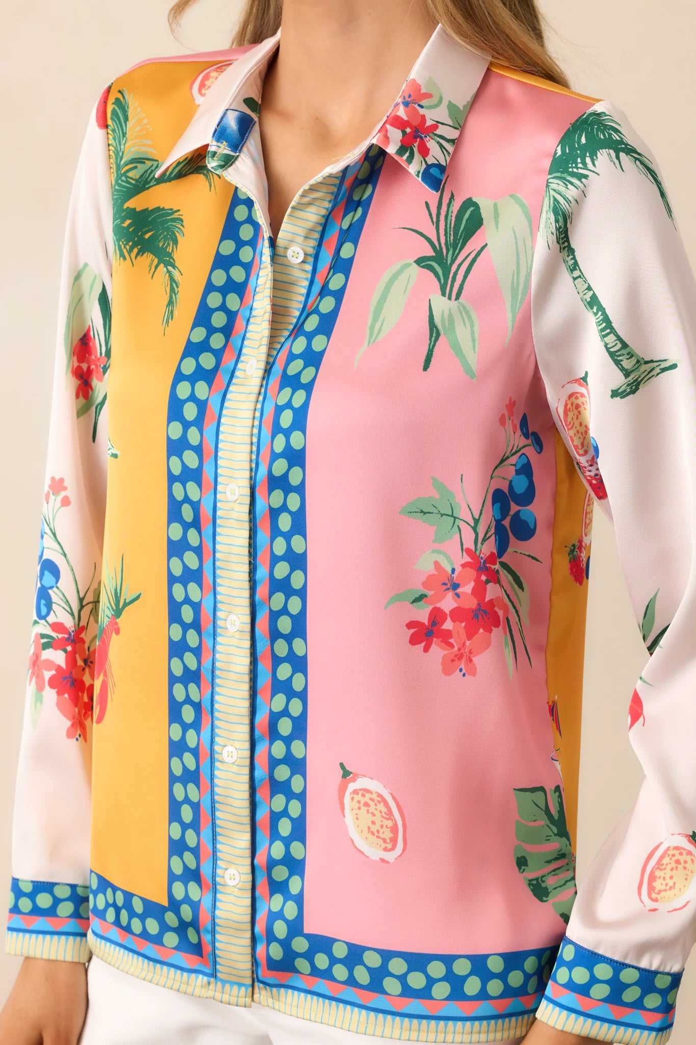 Deep Yellow Colorblock Coastal Print Set