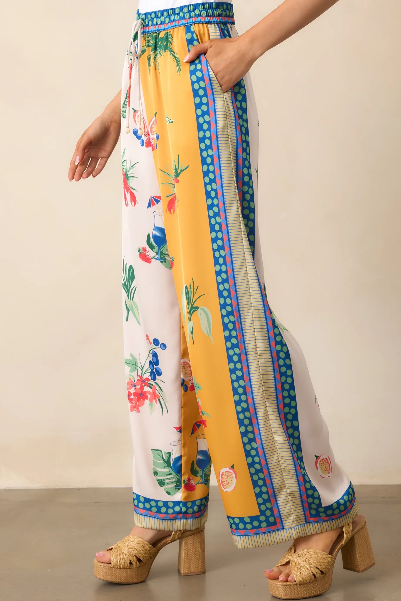 Deep Yellow Colorblock Coastal Print Set