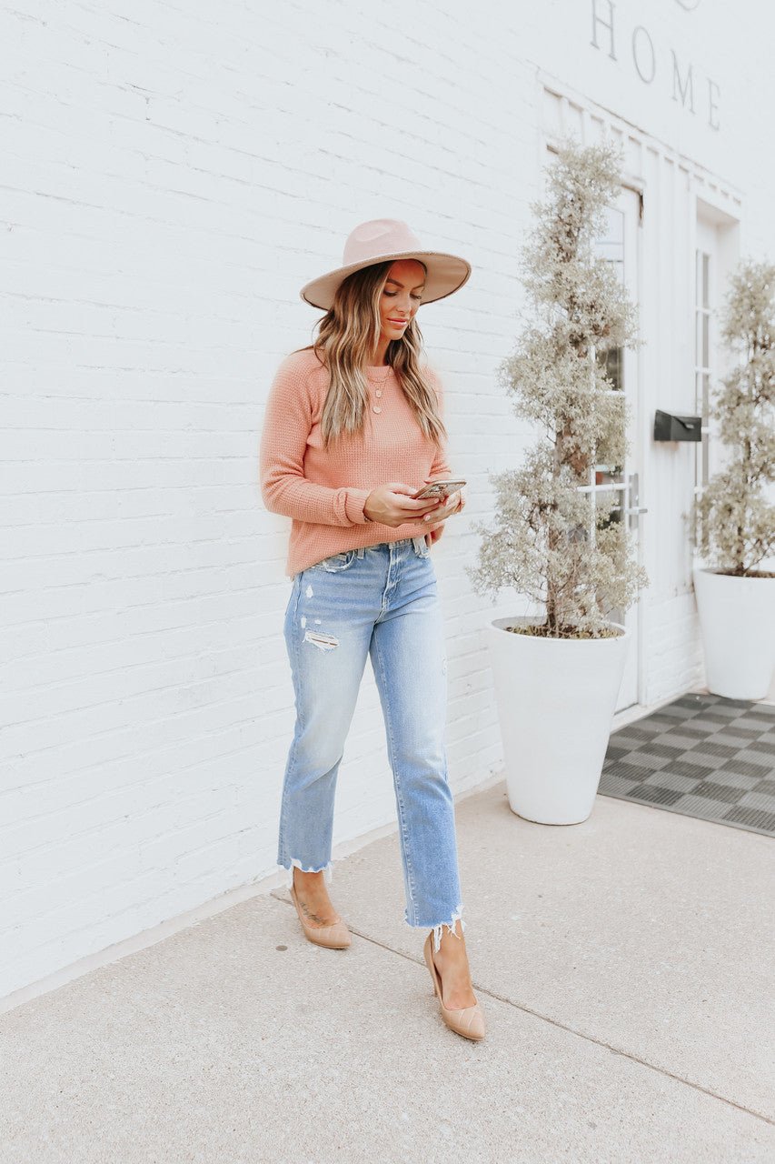 Pull en tricot gaufré brossé Blush Autumn Glow