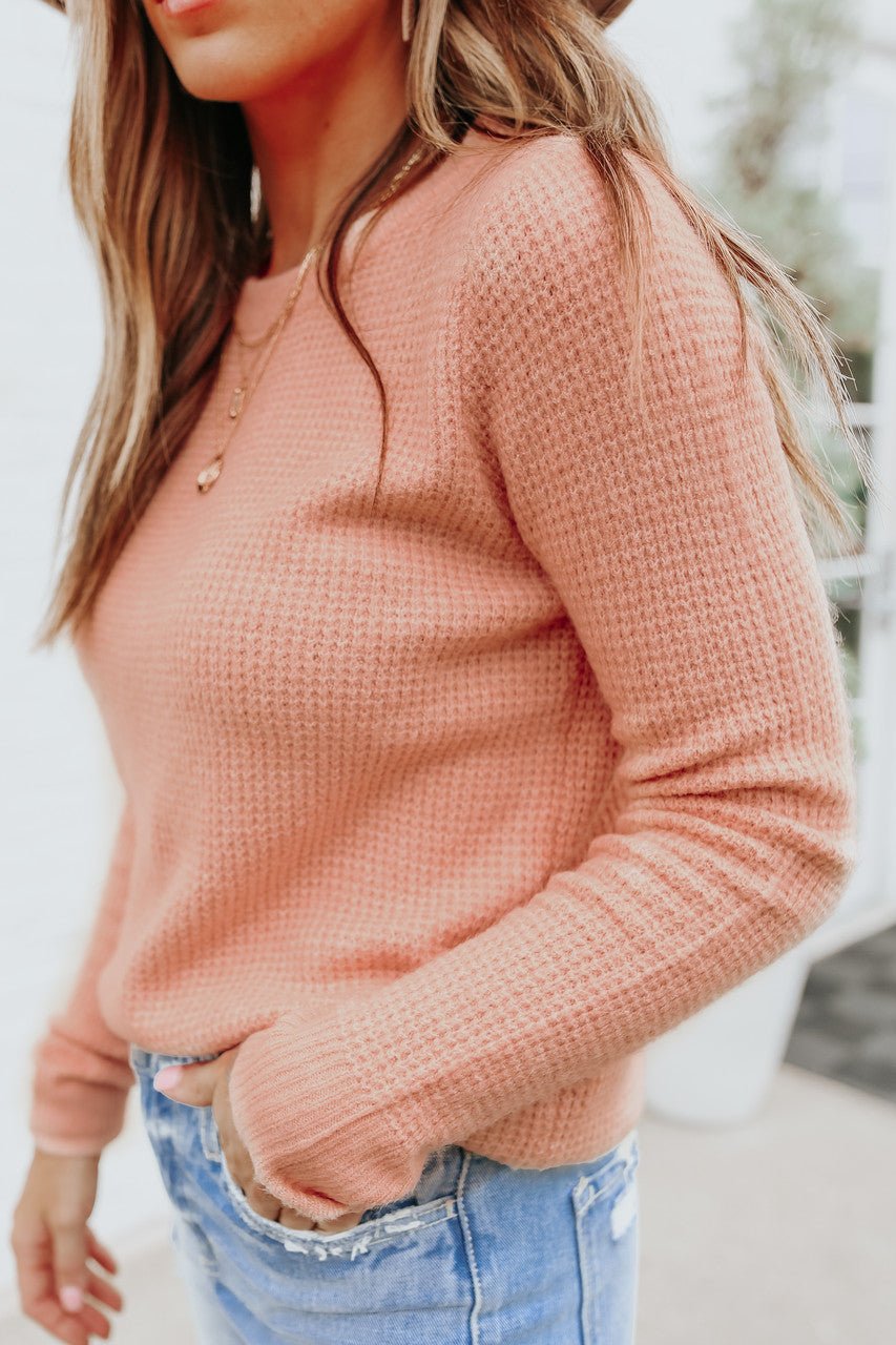 Pull en tricot gaufré brossé Blush Autumn Glow