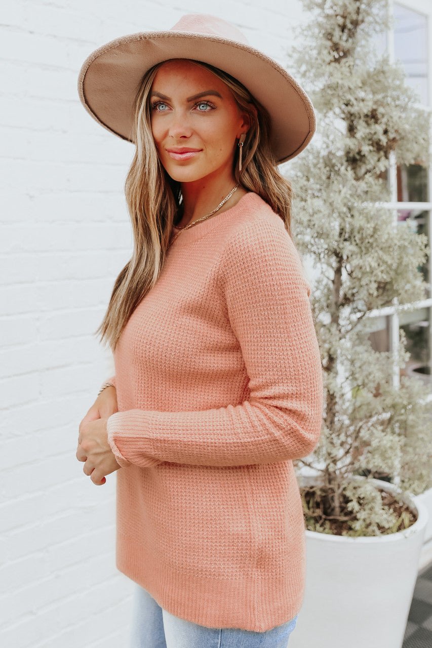 Pull en tricot gaufré brossé Blush Autumn Glow