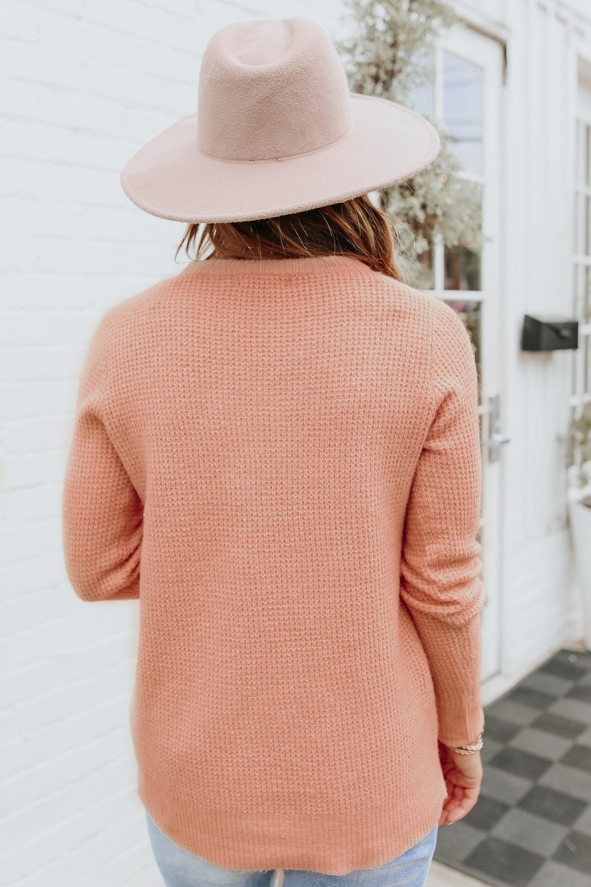 Pull en tricot gaufré brossé Blush Autumn Glow