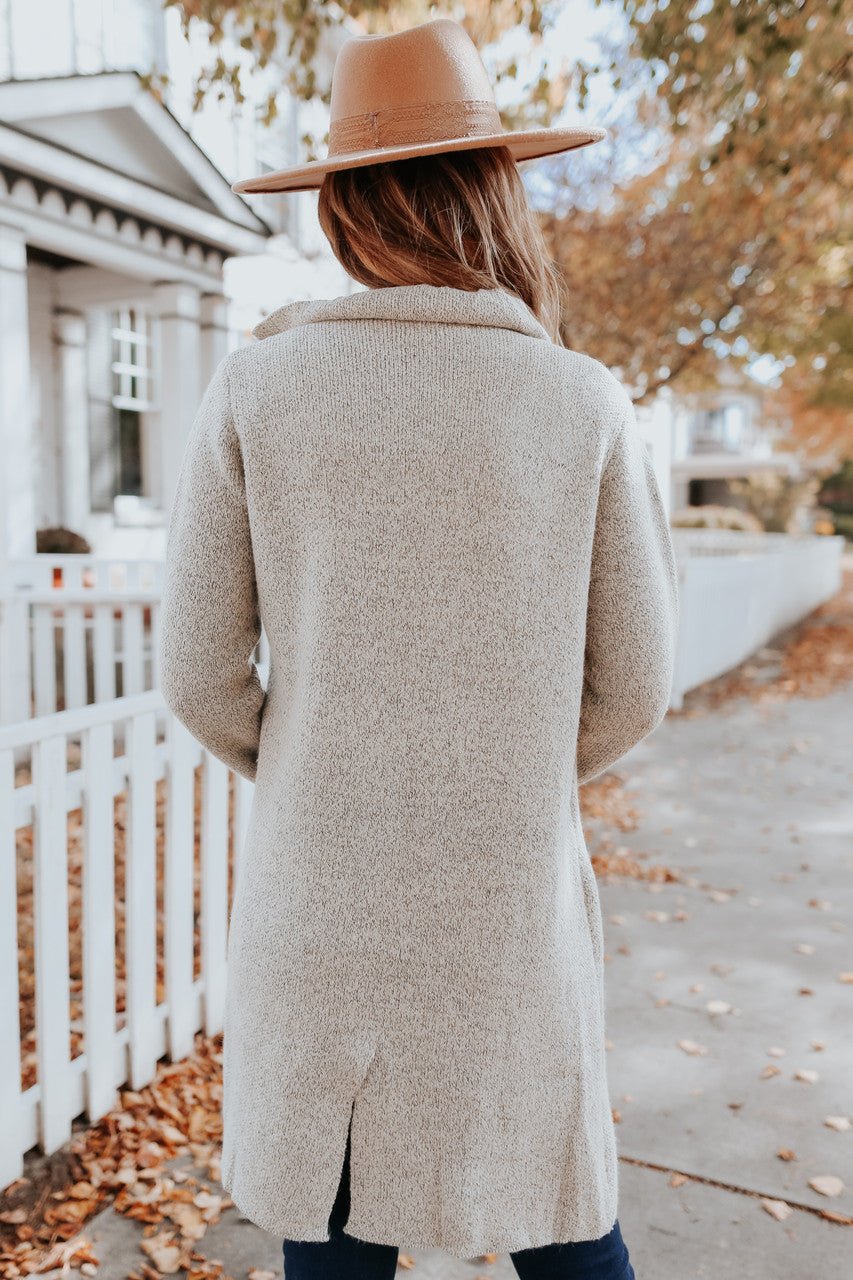 Cardigan bicolore à boutons et détails avoine
