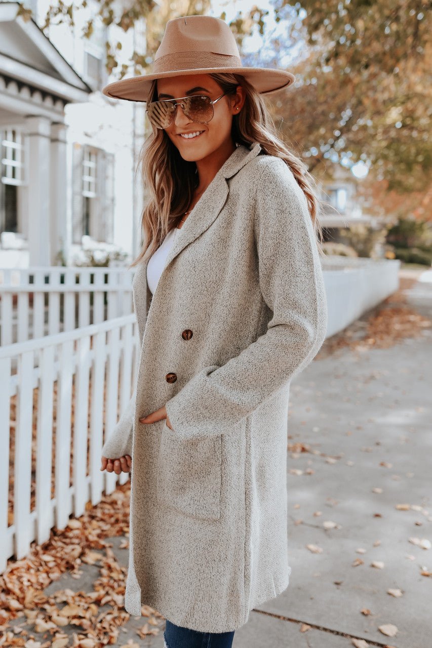 Cardigan bicolore à boutons et détails avoine