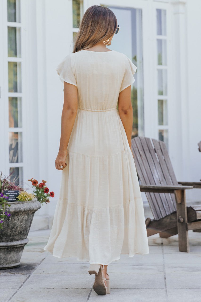 Celine Crochet Lace Tiered Boho Midi Dress