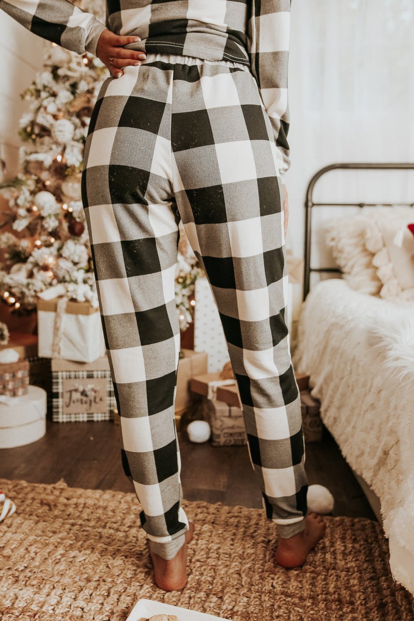 Ensemble pyjama à carreaux ivoire pour le matin de Noël