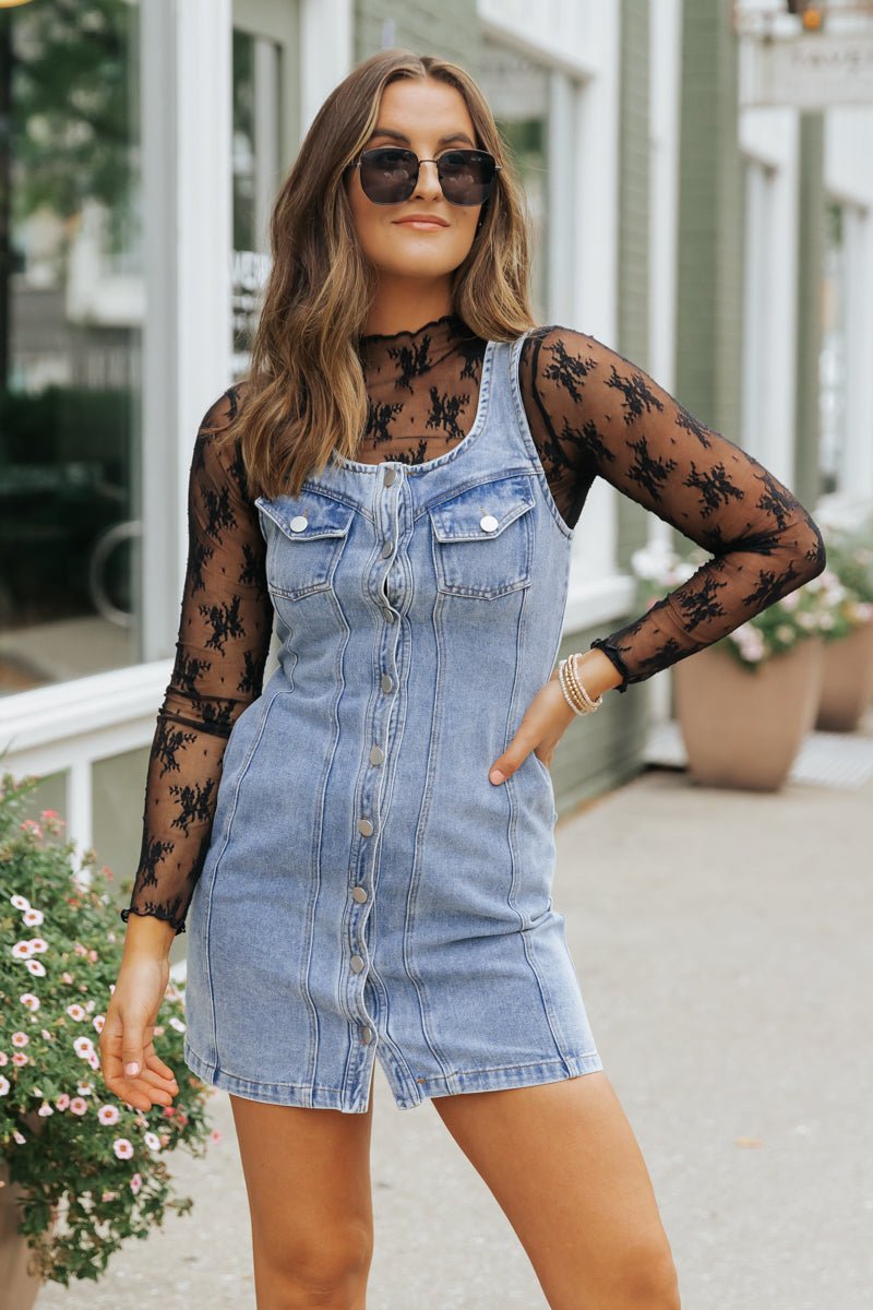 Denim Button Down Mini Dress - FINAL SALE