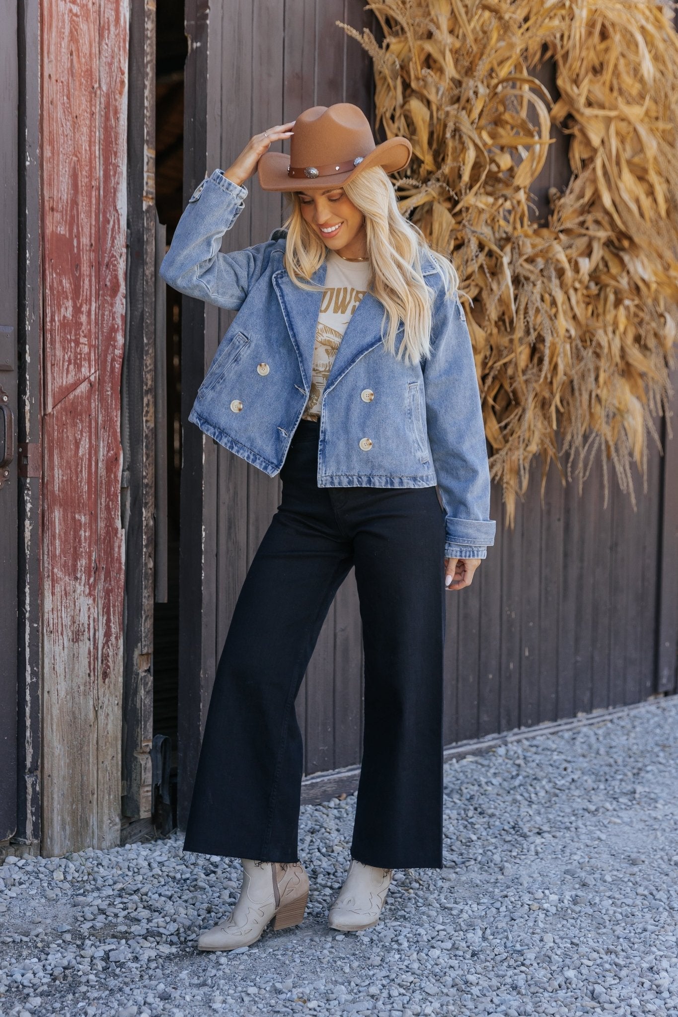 Veste en jean à double boutonnage