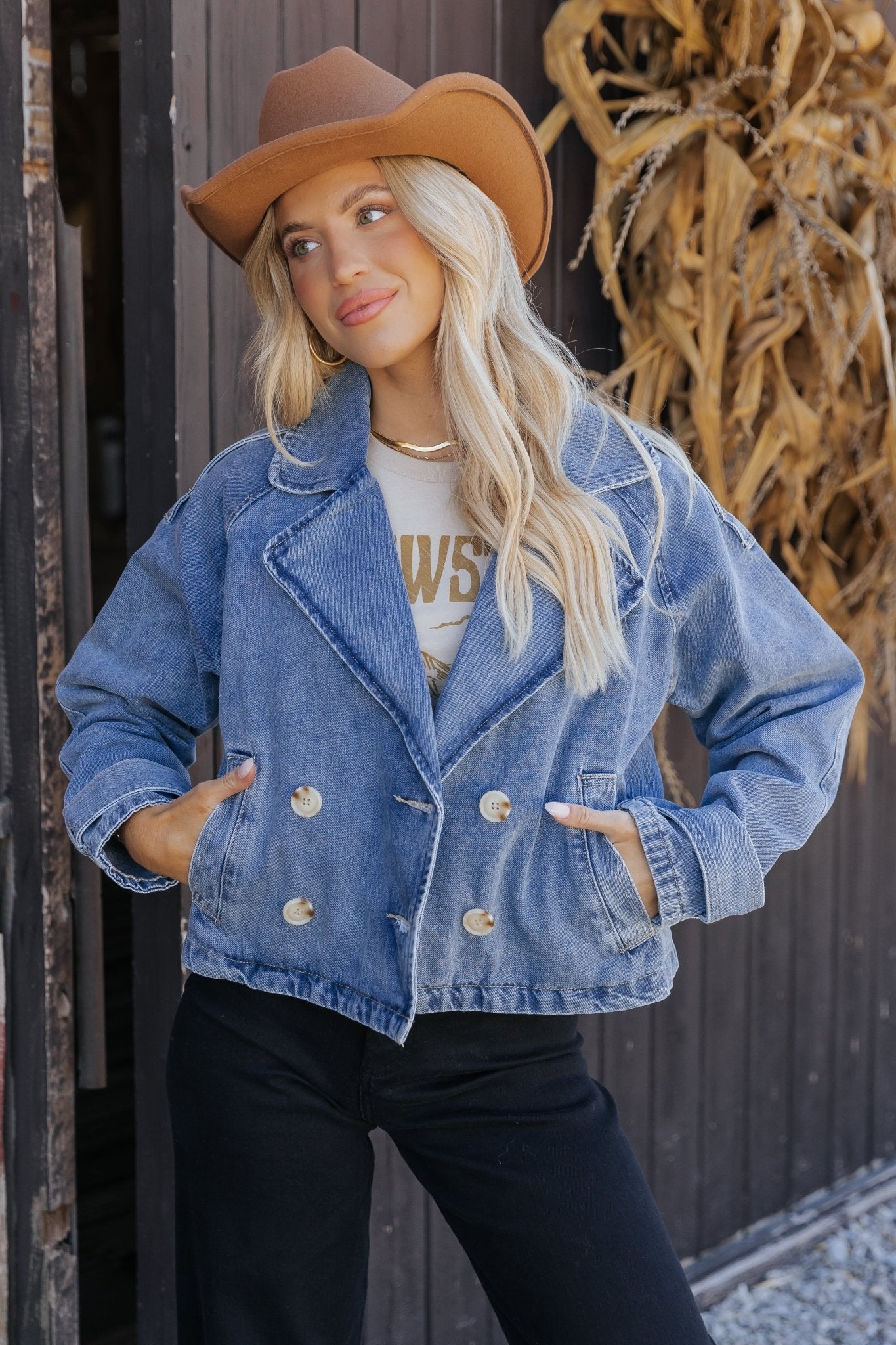 Veste en jean à double boutonnage