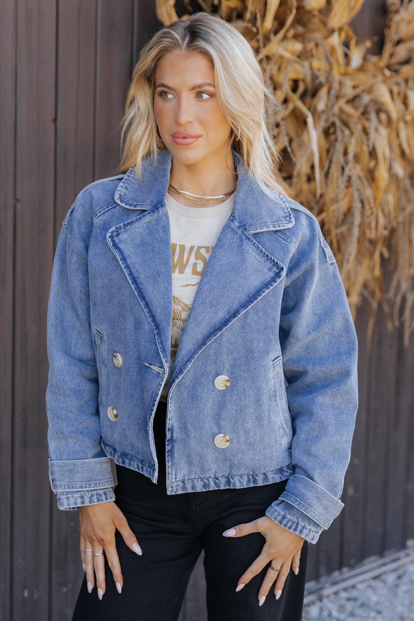 Veste en jean à double boutonnage
