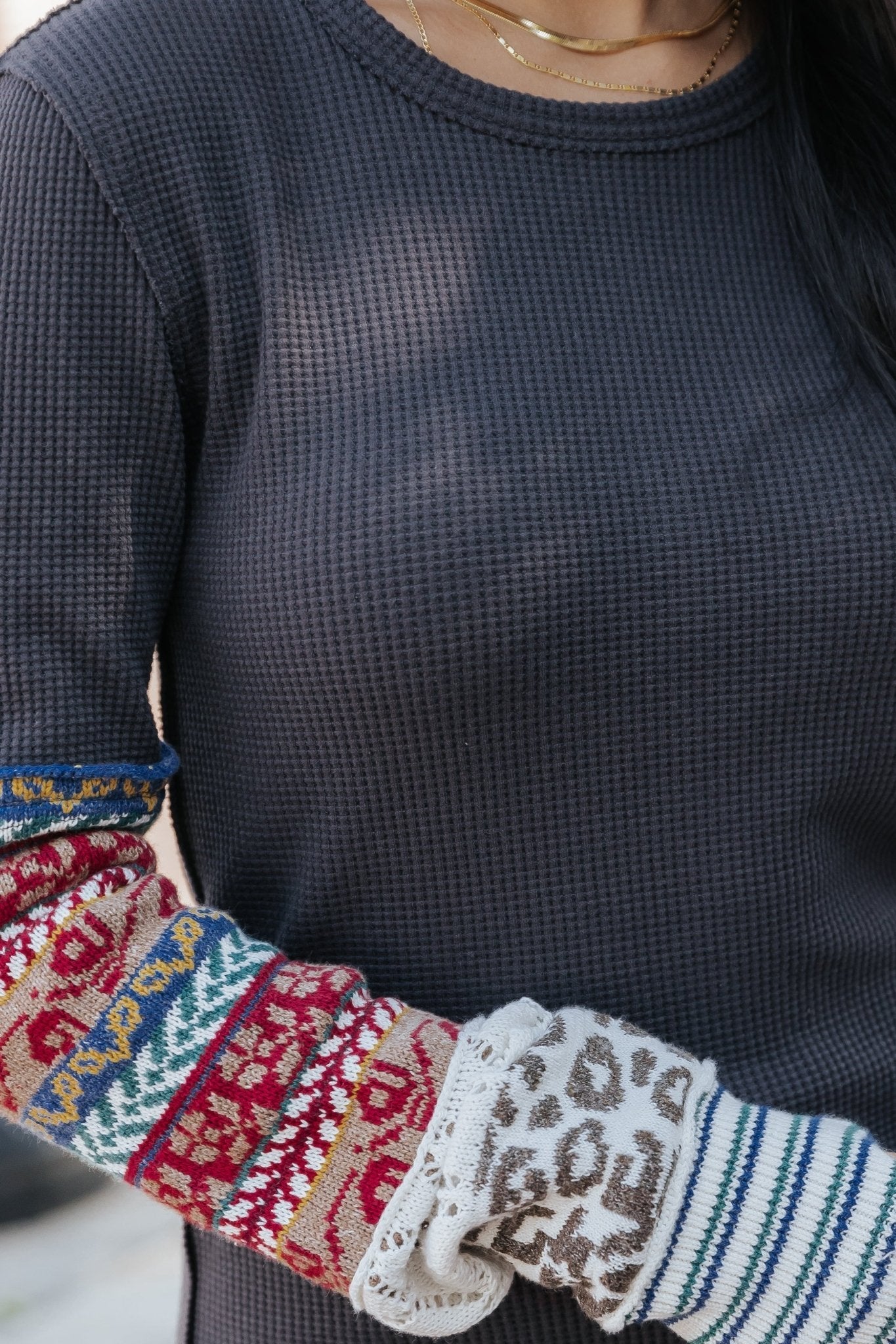 Simon Charcoal Combo All In Cuff Top