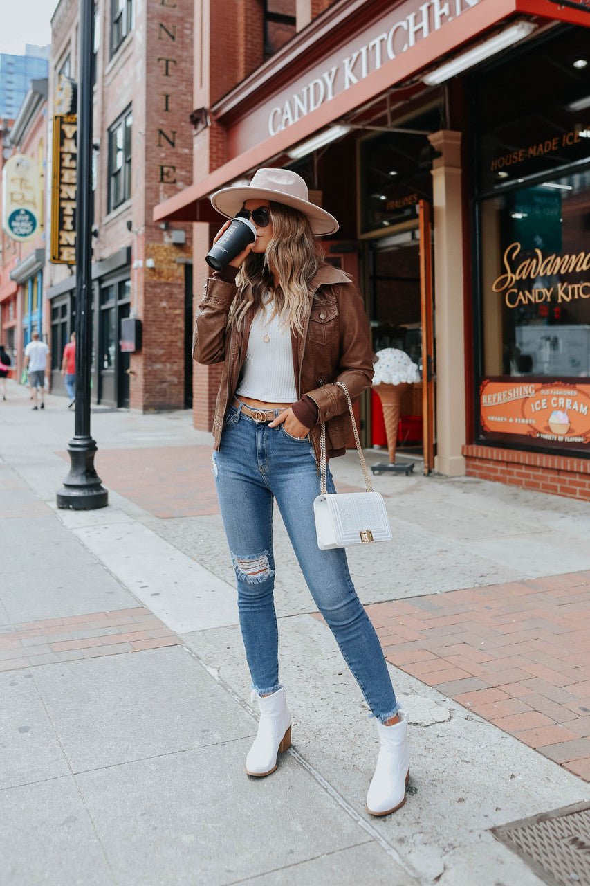 Sweat à capuche Veste en cuir vegan Camel
