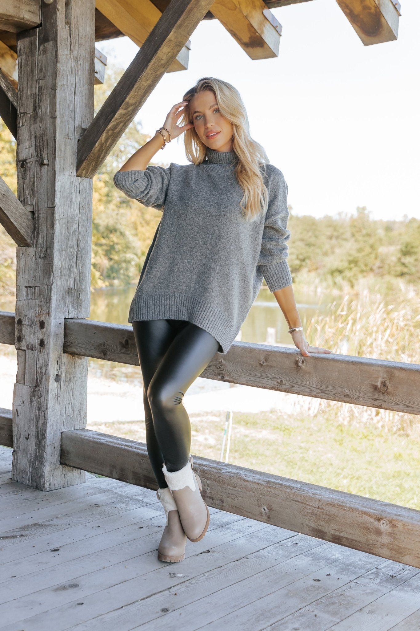 Pull à col roulé brossé Joanna - Anthracite