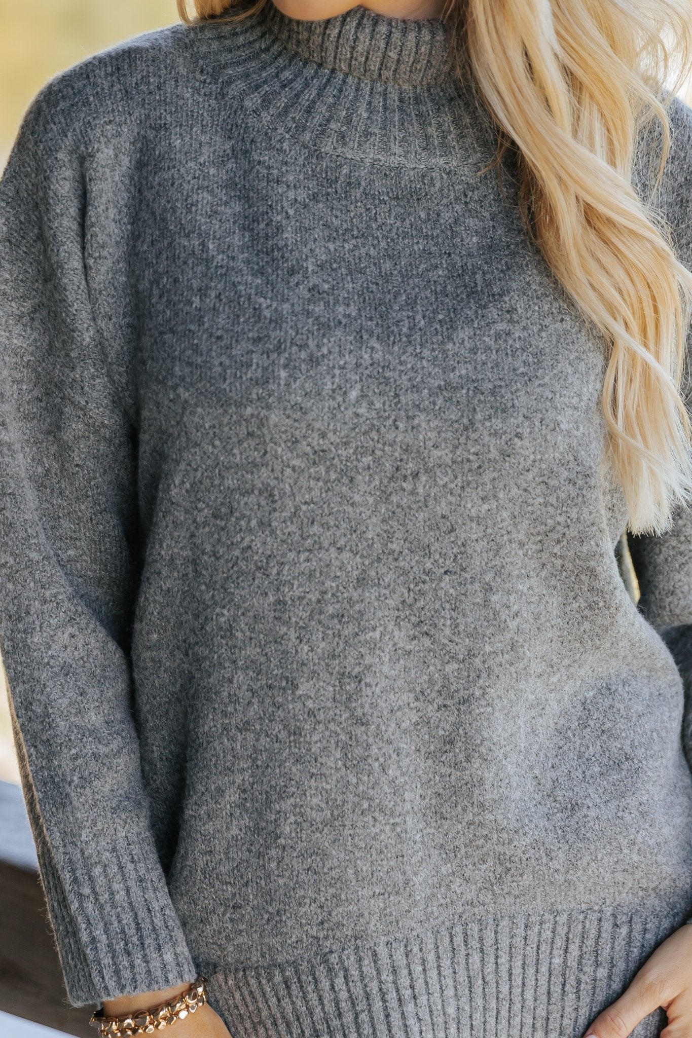 Pull à col roulé brossé Joanna - Anthracite