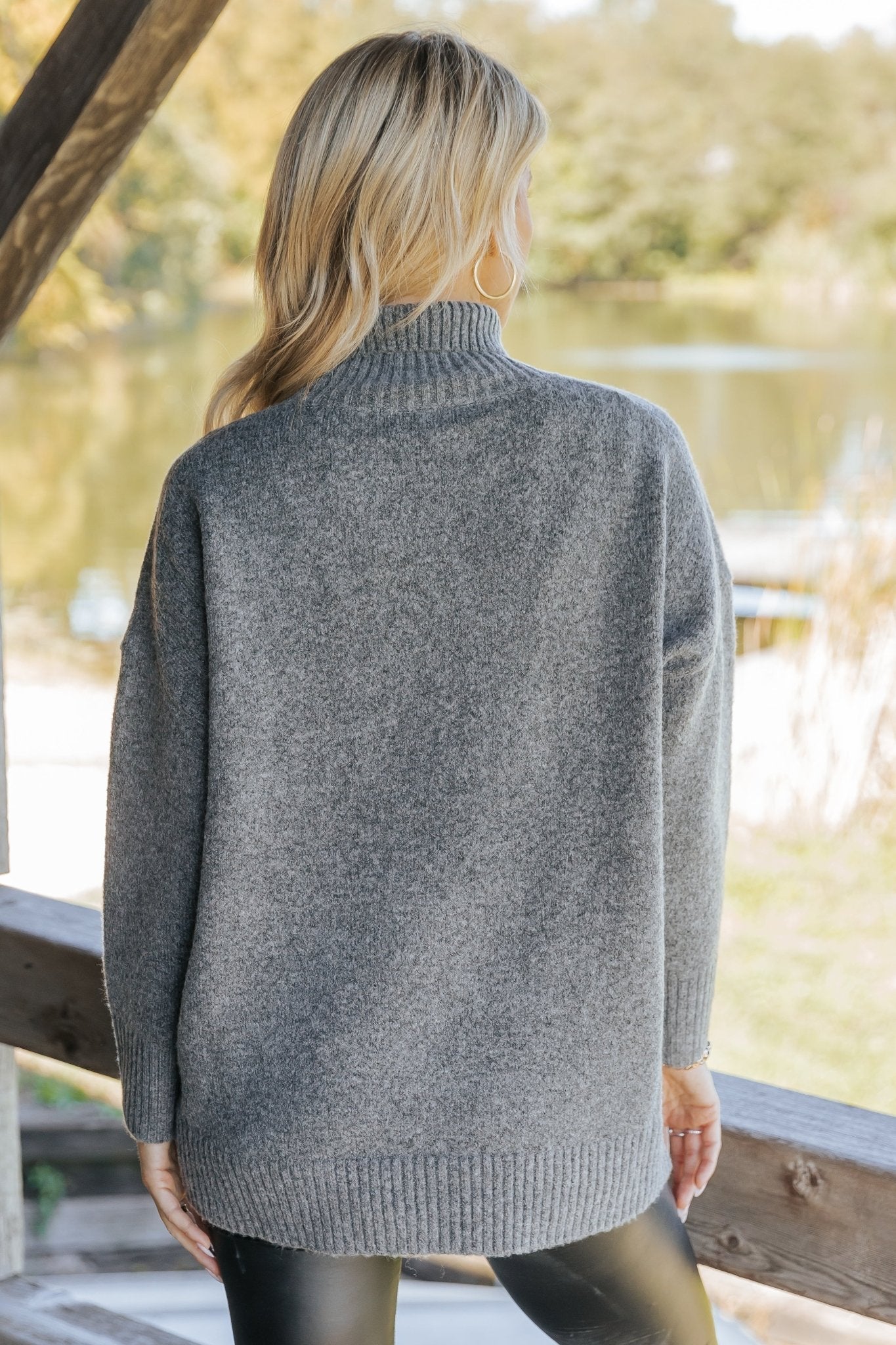 Pull à col roulé brossé Joanna - Anthracite