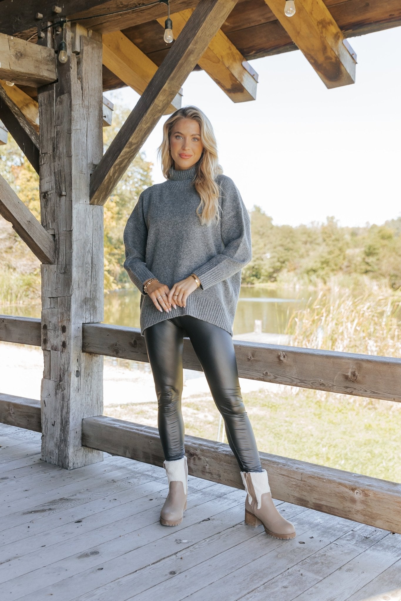 Pull à col roulé brossé Joanna - Anthracite