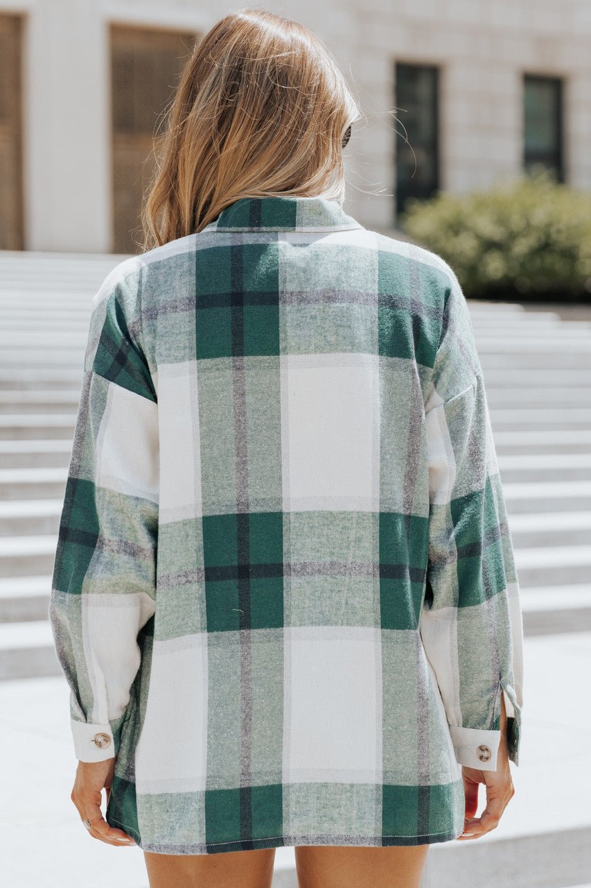 Veste en flanelle à carreaux vert mer de Lennon