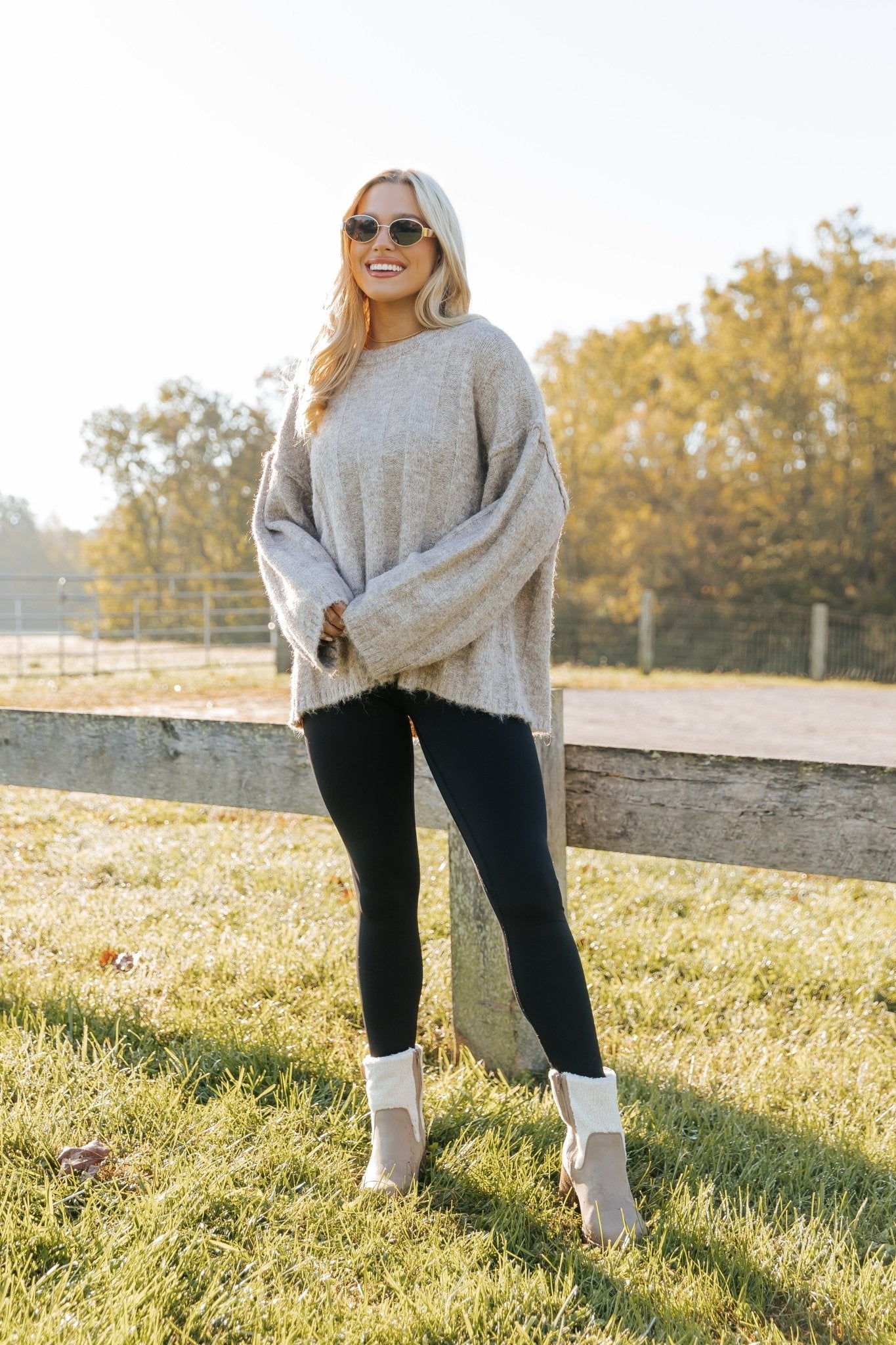 Pull côtelé oversize moka clair