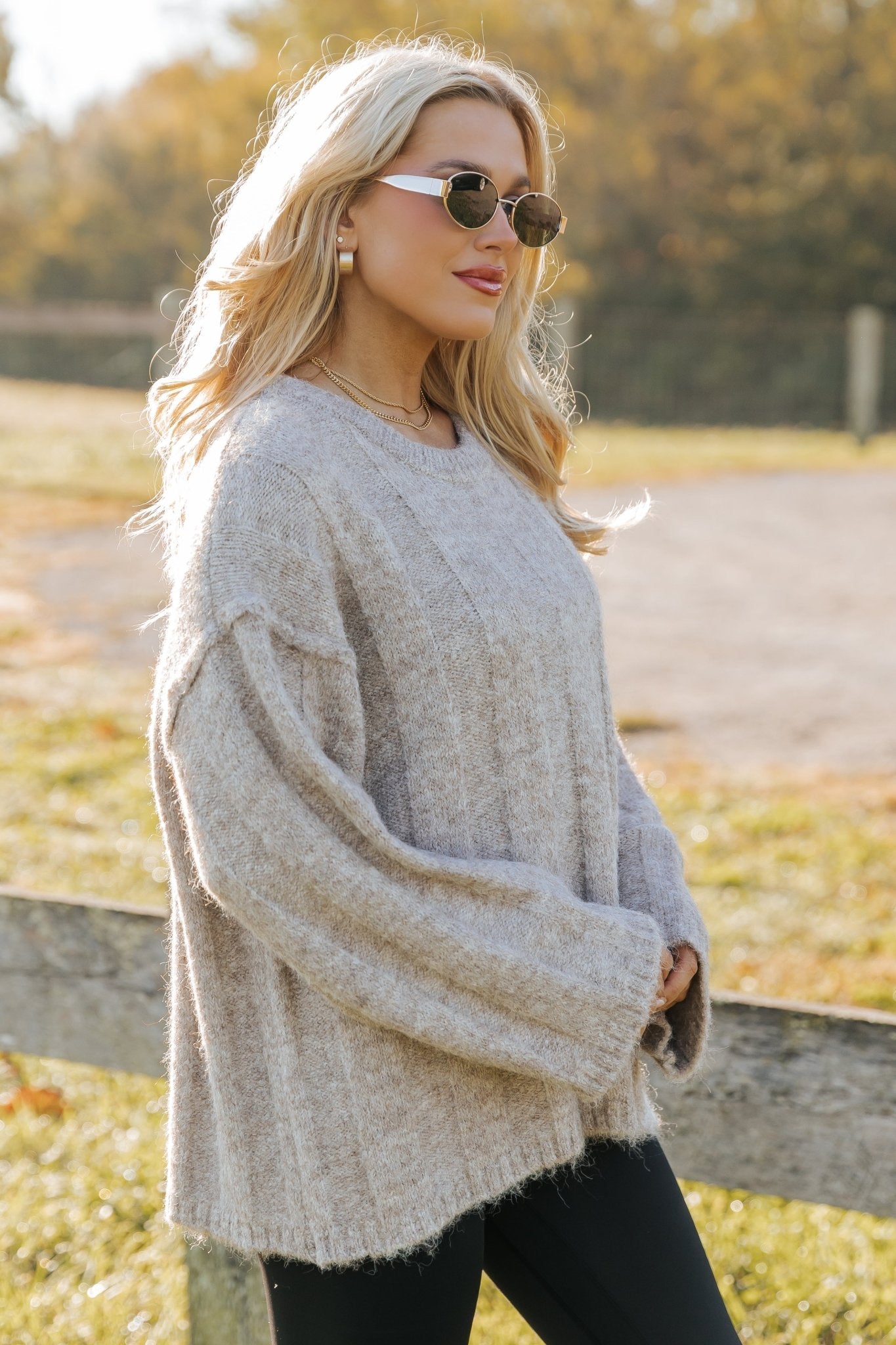 Pull côtelé oversize moka clair