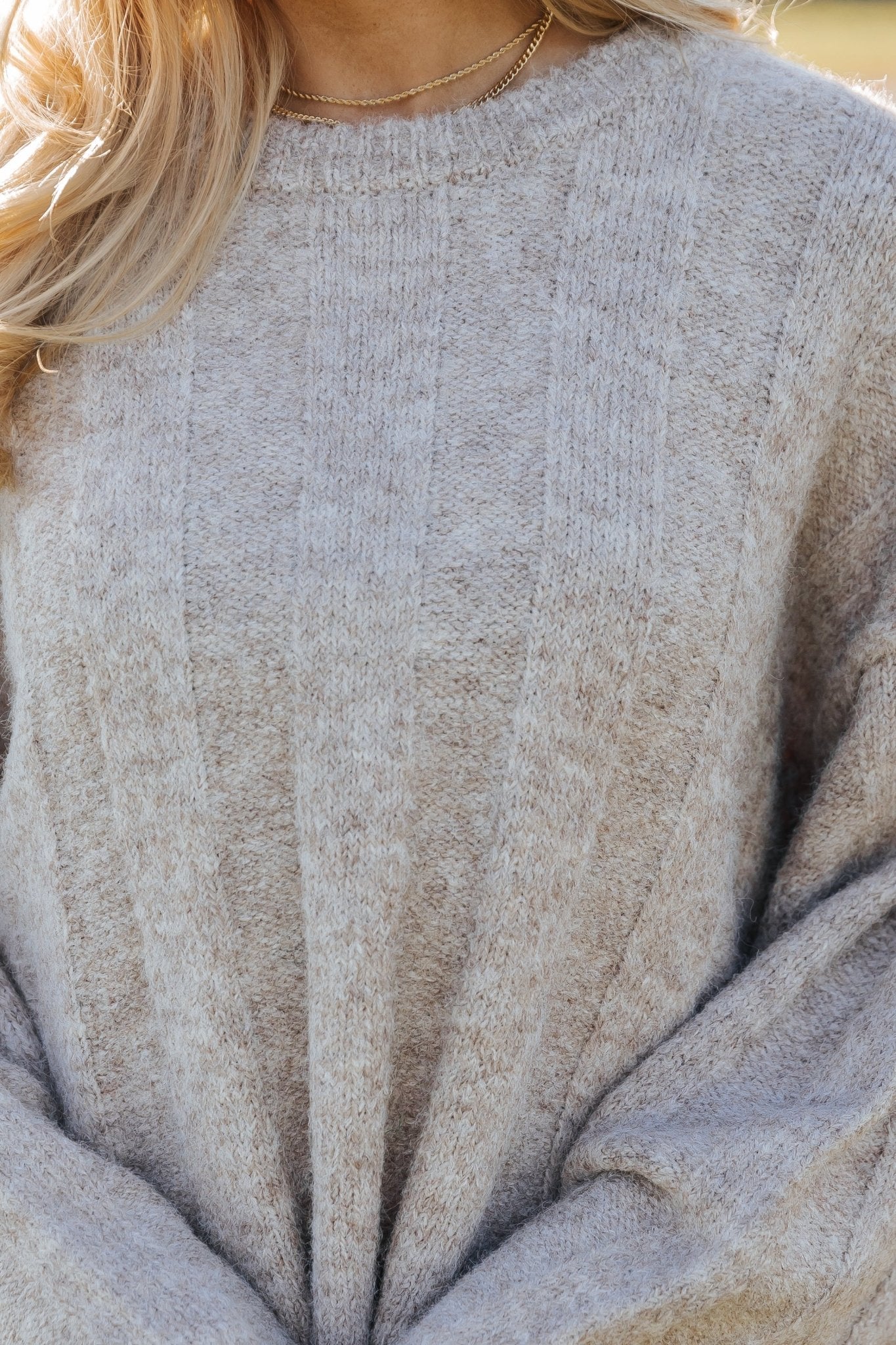 Pull côtelé oversize moka clair