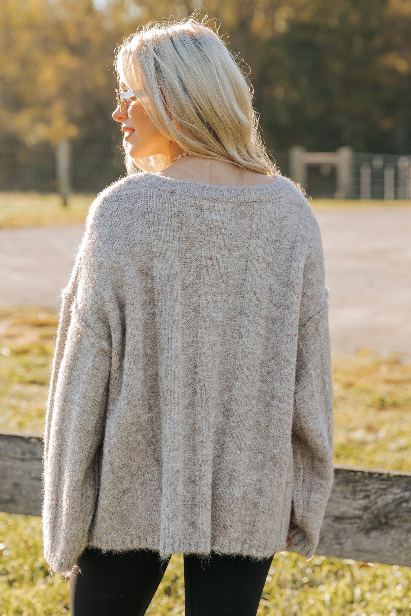 Pull côtelé oversize moka clair