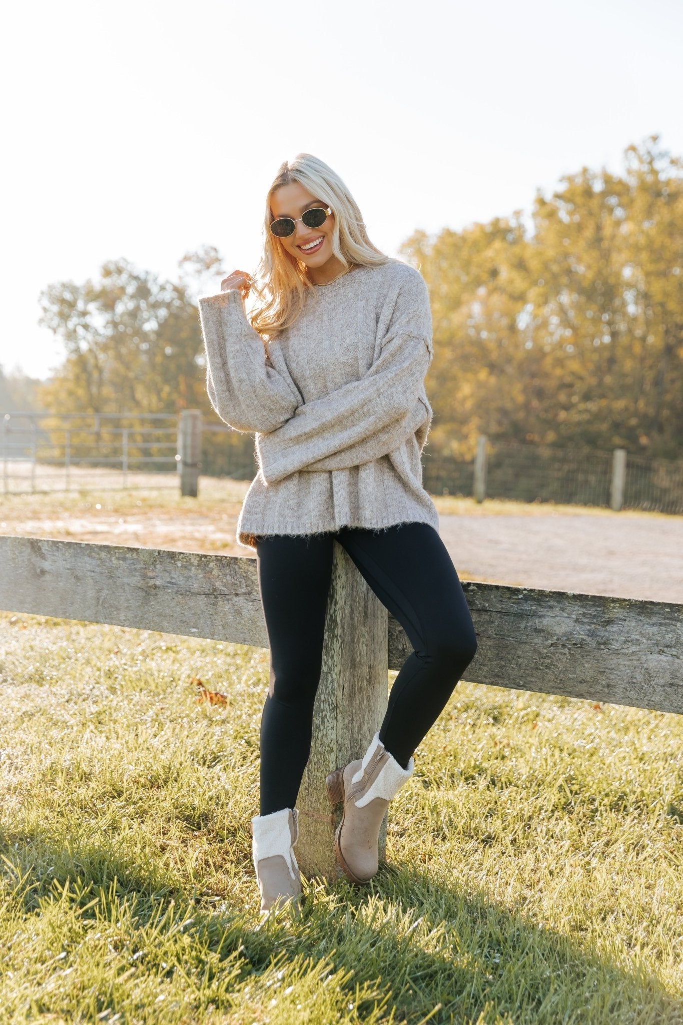 Pull côtelé oversize moka clair
