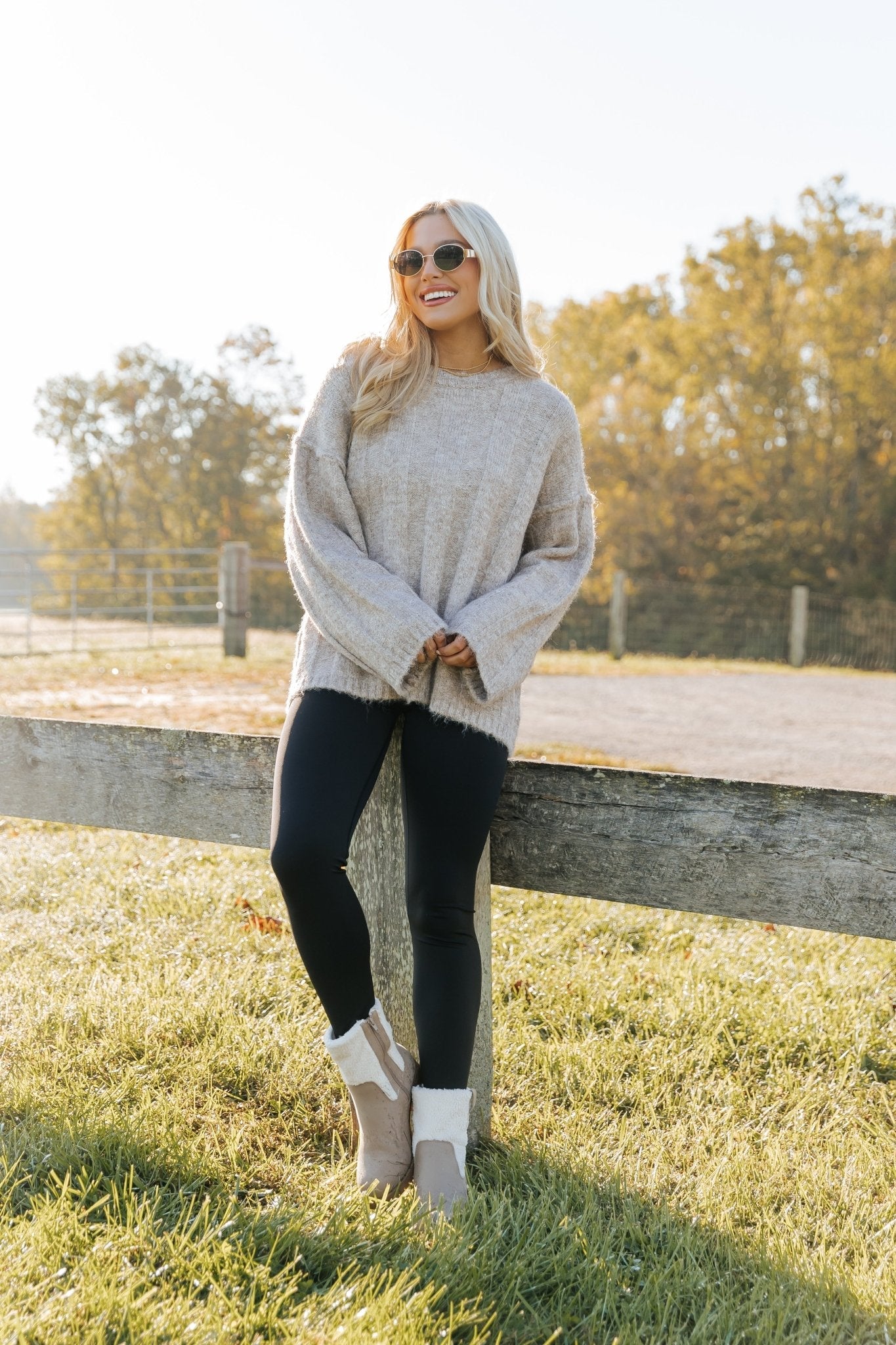 Pull côtelé oversize moka clair