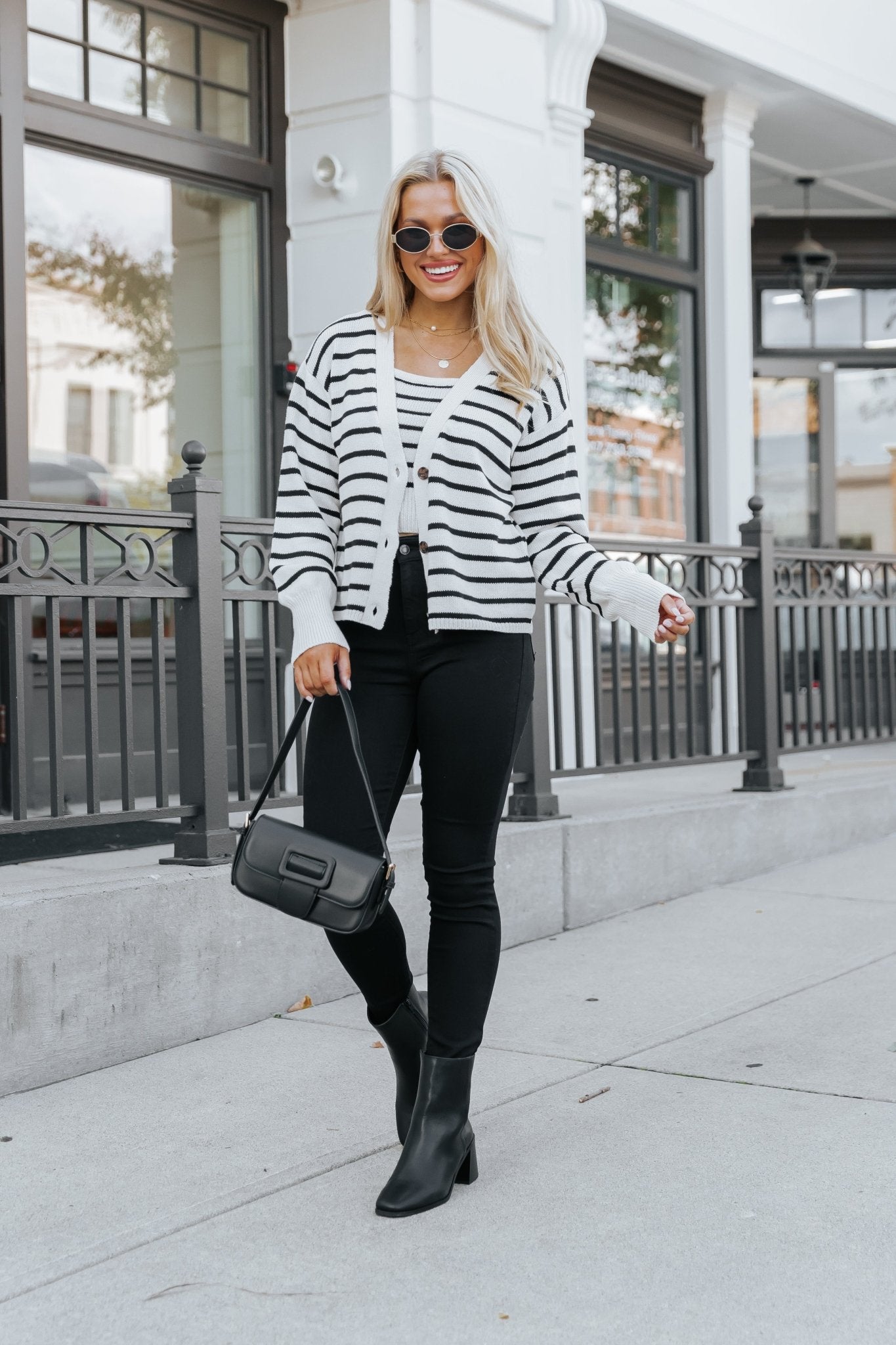 Cardigan rayé naturel et noir
