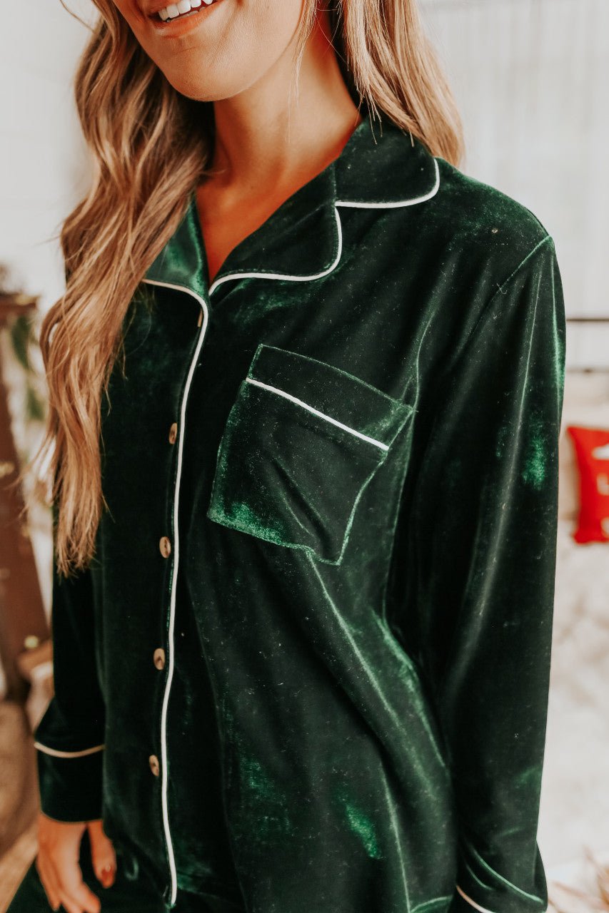 Ensemble pyjama en velours vert Pôle Nord