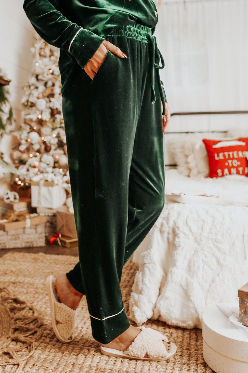 Ensemble pyjama en velours vert Pôle Nord